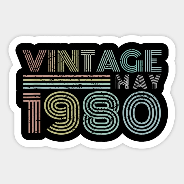 39th Birthday Gift Vintage May 1980 Thirty Nine Years Old Sticker by bummersempre66